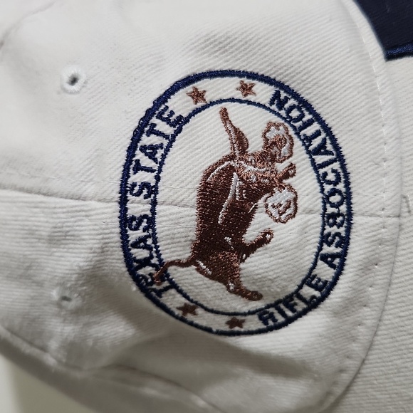 Texas State Hat Rifle Association Rock Point Red White Blue Bull Strap Back - Picture 10 of 16